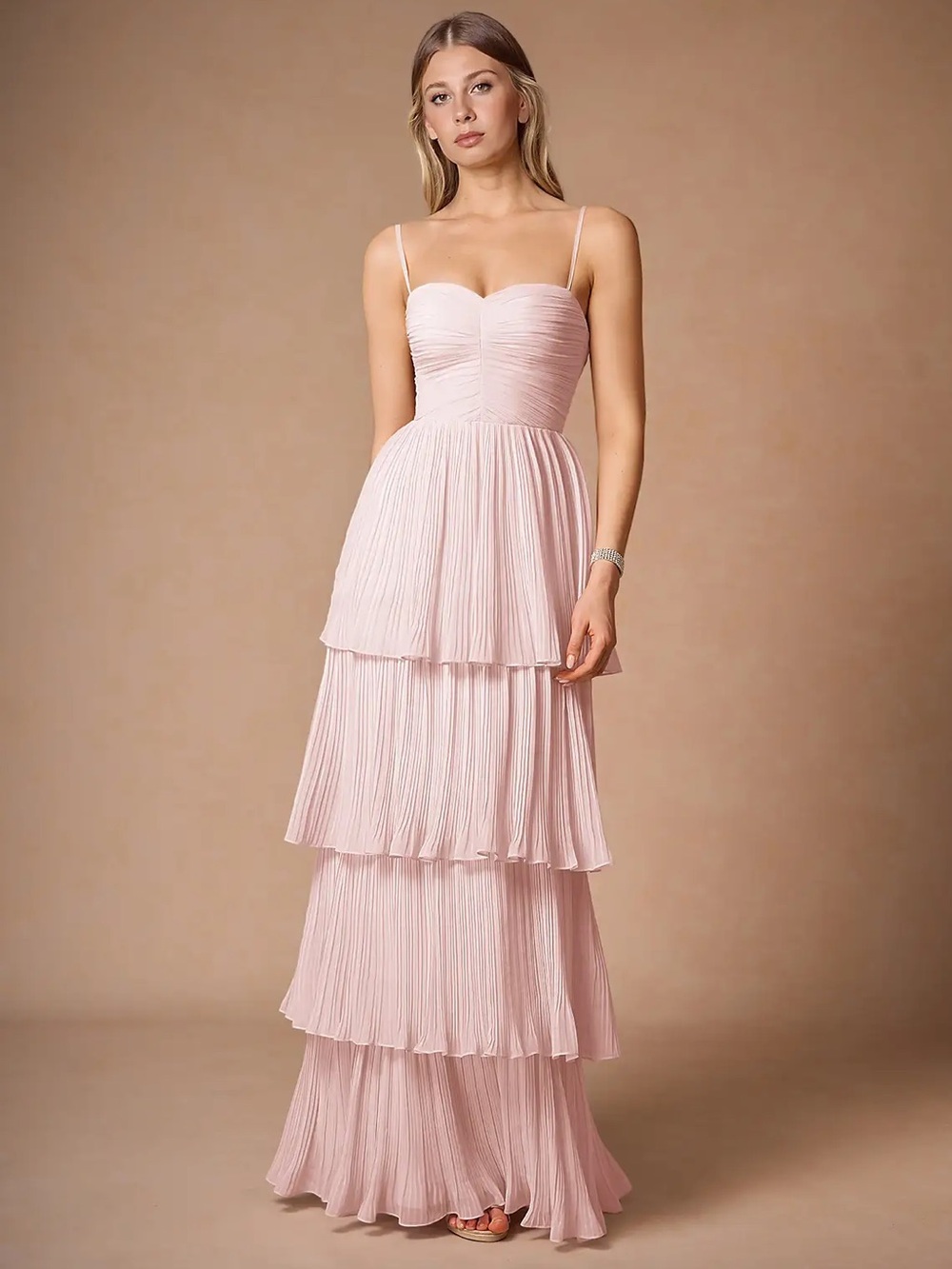 Azazie Isla Powder Pink Maxi Dress